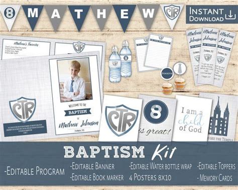 Baptism Program Set Boy Lds Baptism Boy Editable Pdf Ctr Boy Program