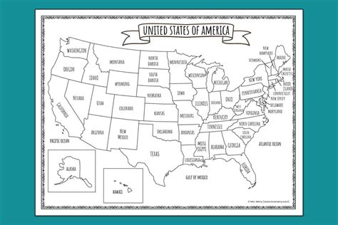 Printable Map Of The United States Mrs Merry