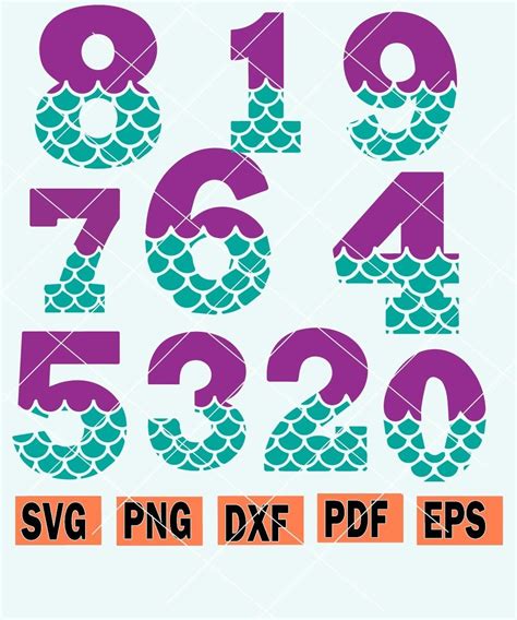 Mermaid Numbers Svg Bundle Mermaid Numbers Svg Birthday Mermaid Svg