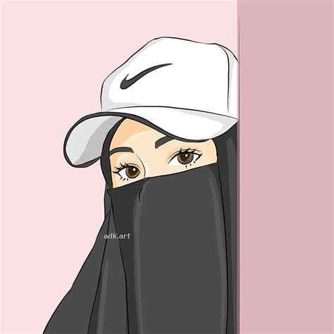 Perempuan Tomboy Gambar Kartun Muslimah Bertopi Keren