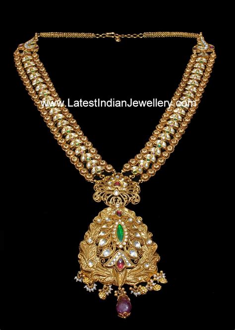 Beautiful Antique Gold Kundan Necklace Jewellery