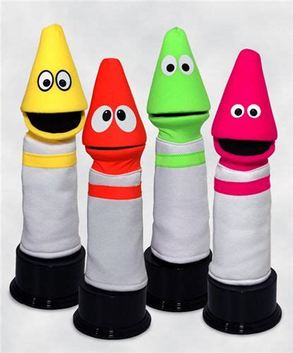 Four Blacklight Reactive Crayon Puppets From Puppets