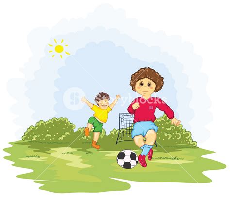 Kids Playing Soccer Vector Illustration Royalty Free Stock Image