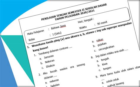 Contoh Soal Uas Bahasa Jawa Kelas Sd K Dan Jawabannya Reverasite