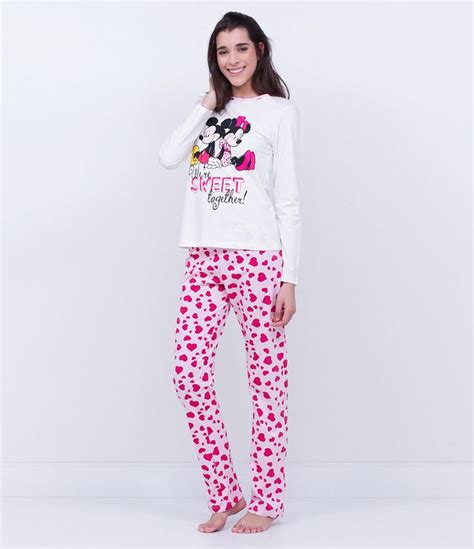 Pijama Com Estampa Minnie E Mickey Disney Lojas Renner Pijama Estampas Pijama Para Mulher