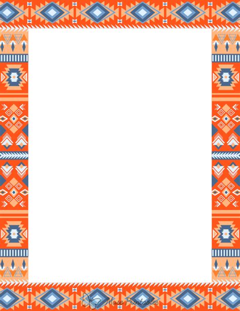 Printable Orange Native American Page Border