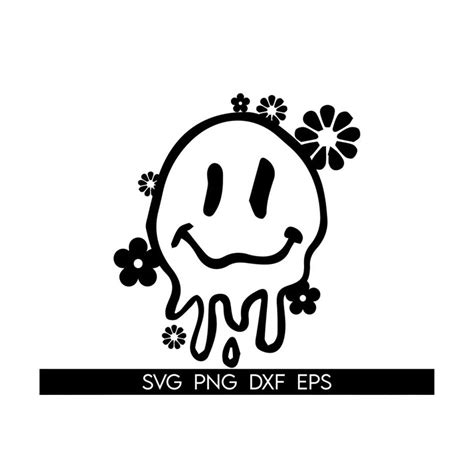 Drippy Smiley Svg Melted Face Svg Happy Face Drip Svg Mel Inspire
