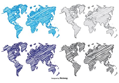 Scribble Style World Maps 120208 Vector Art At Vecteezy