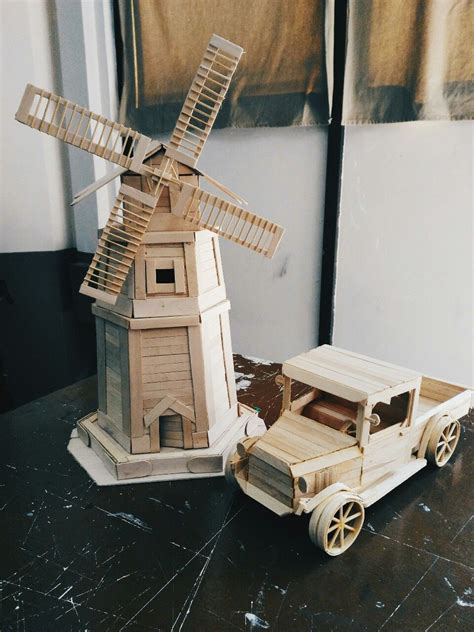 Windmill Made Of Popsicle Sticks Art By Meee Popsicle Stick