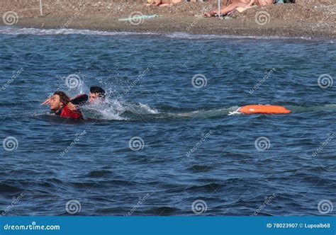 Lifeguard Saves Swimmer Rescue At Sea Editorial Photography Image Of Swim Skis 78023907