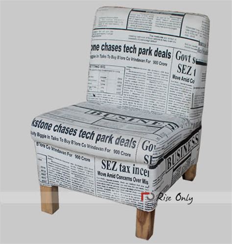 News Paper Print Canvas Chair News Paper Print Chair Upholstered