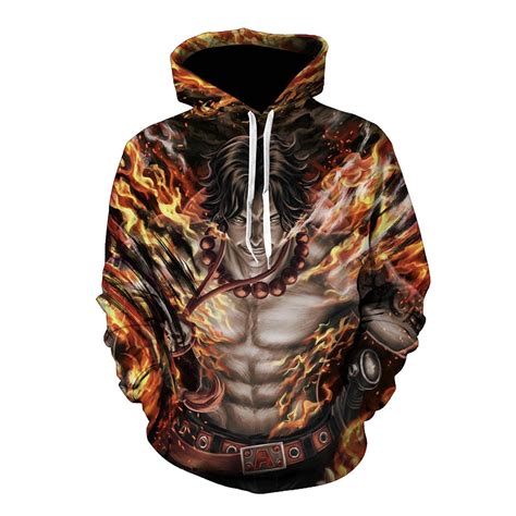 One Piece Hoodie Ace Pullover Hoodie Cosplay Costume Anime