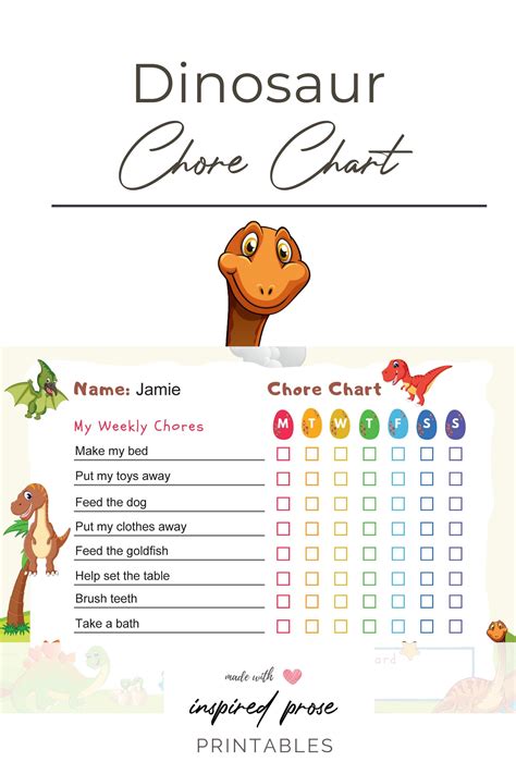 Dinosaur Chore Chart Reward Chart Digital Planner Weekly | Etsy | Chore chart, Reward chart 
