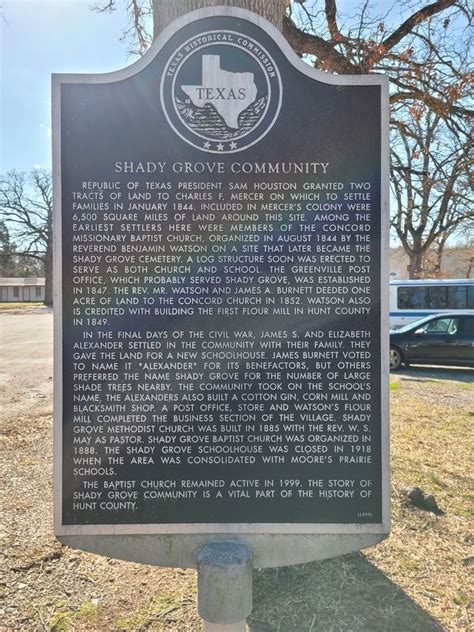 Shady Grove Community Historical Marker