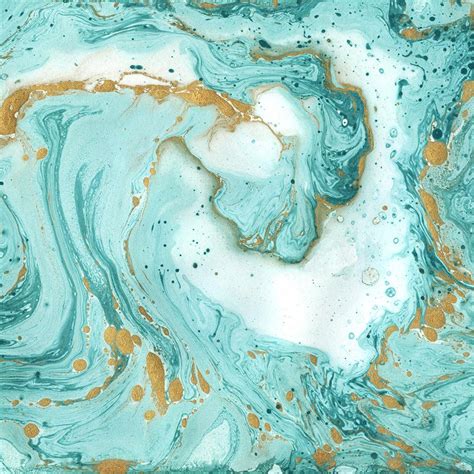 Painted Marble Wallpaper Mural Teal And Gold M9253 Walls
