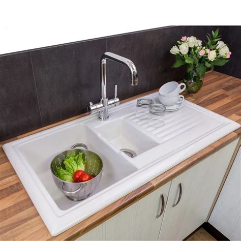 Grade A2 Reginox 15 Bowl White Ceramic Kitchen Sink With Reversible