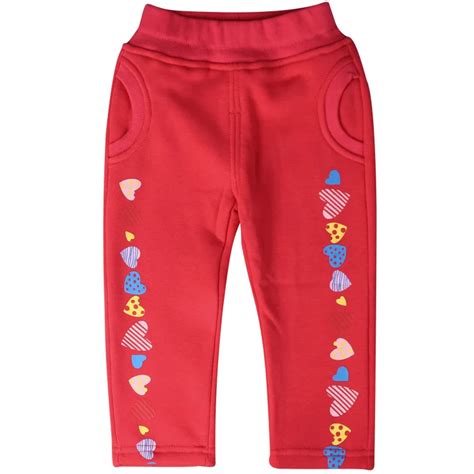 Little Girls Red Warm Velvet Pants Children Fleece Infant Inner Thermal