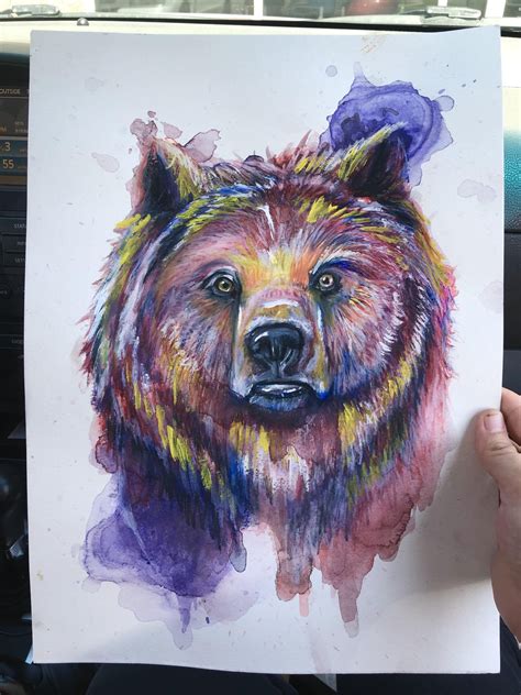 Grizzly Bear Me Lindsey Munson Mixed Pencils 2023 Rart