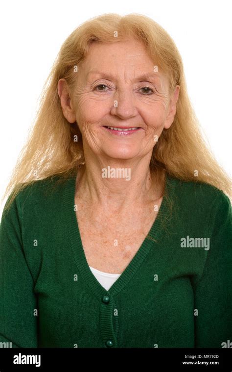 Face Of Happy Senior Woman Smiling Stock Photo Alamy