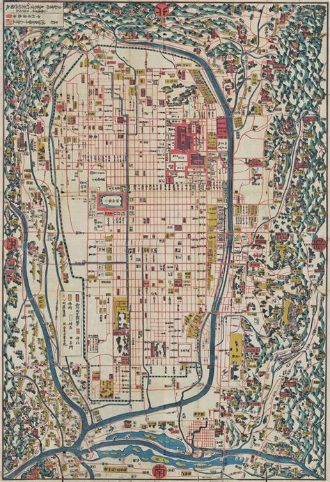 1863 Japanese Map Of Kyoto Beinecke Library Map Illustrated Map