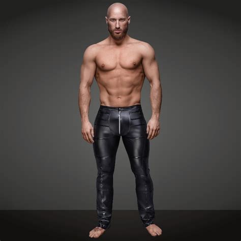 New Arrival Mens Tight Pants Stretchy Comfortable Black Solid Faux