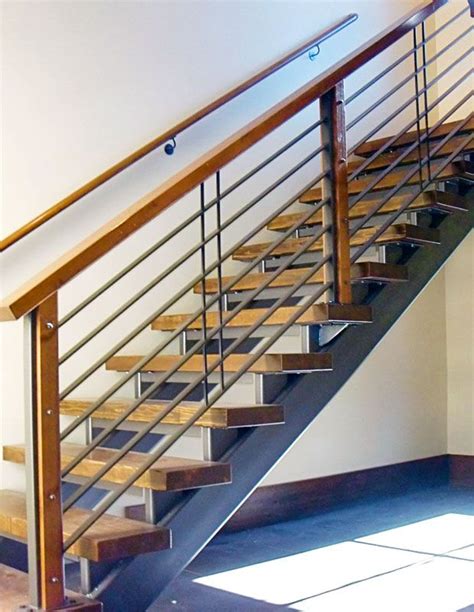 Railing Design Metal And Wood Combo Railing Design Wood Posts Stairs