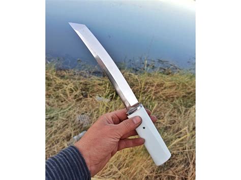 Tanto Knife 1075 Carbon Steel And Corian Handle Blacksmith Etsy