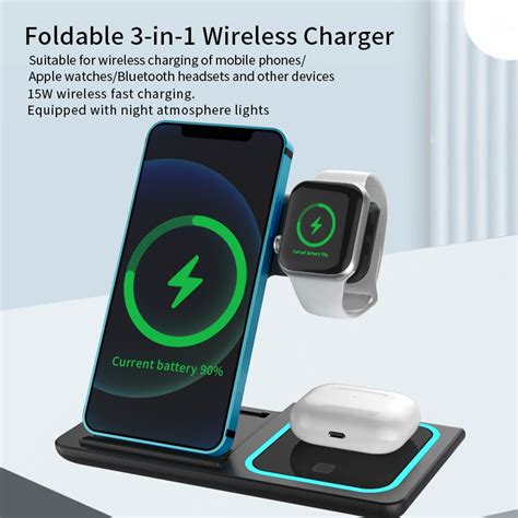 Wireless Charger 3 In 1 15w Fast Charging Station For Apple Iwatch Se
