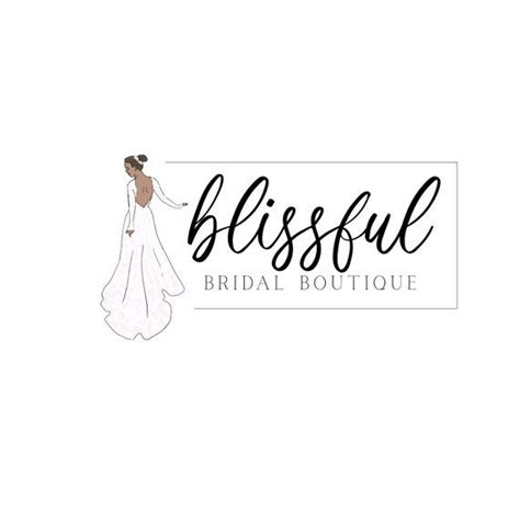 Bridal Boutique Logo Design Handdrawn Bride Logo Design Premade
