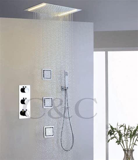 Thermostatic Bathroom Rainfall Shower Set 110v~220v Alternating Current
