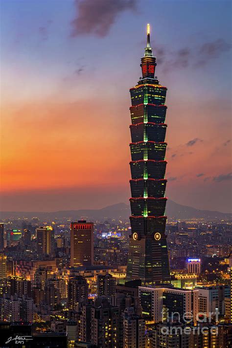 Located in northern taiwan, taipei city is an enclave. Taipei 101 at Sunset - Vertical Photograph by Jeffrey Stone