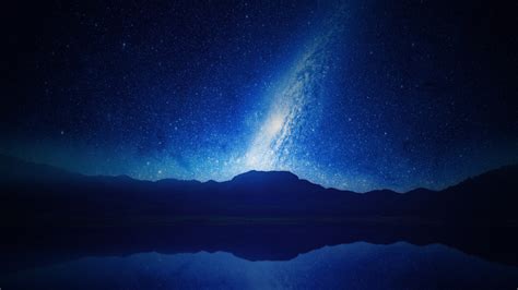 Download Wallpaper 3840x2160 Night Mountains Lake Reflection Starry