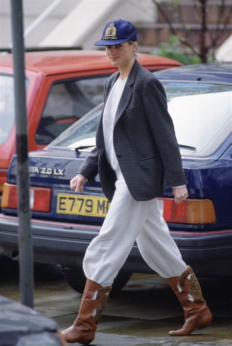 Princess Diana Wearing Cowboy Boots And Sweats In London In 1989