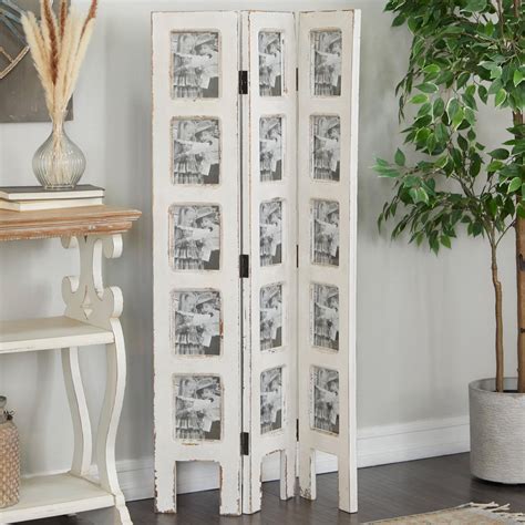 Maple And Jade Farmhouse Room Divider Screen In Distressed White Nfm
