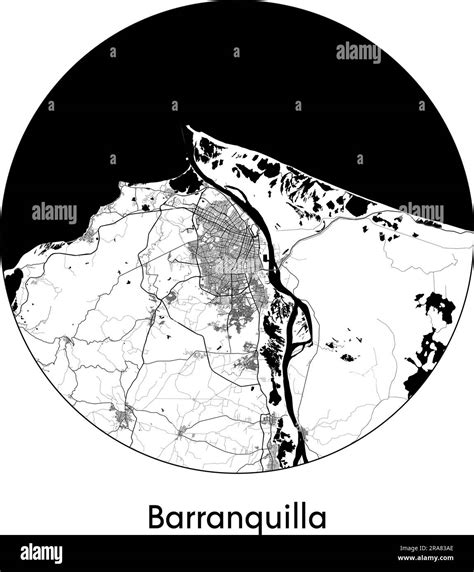 City Map Barranquilla Colombia South America Vector Illustration Black