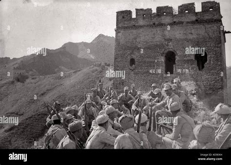 Eighth Route Army Meeting On Futuyu Great Wall Spring 1938 Stock Photo