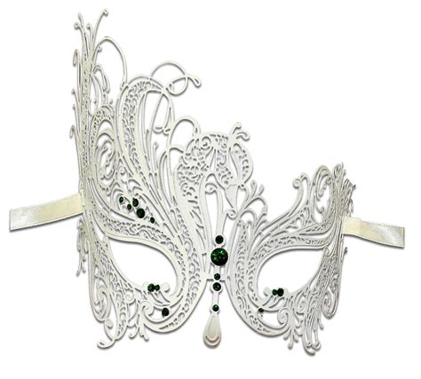 White Series Swan Metal Filigree Laser Cut Venetian Masquerade Mask