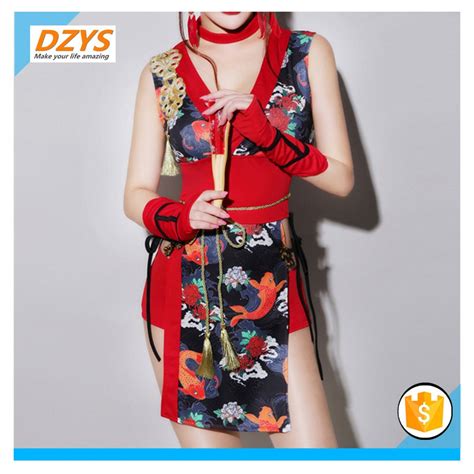Dzys Zf Dance Yiba Retro Female Singer Cheongsam Costume Sexy Adult Collar Dance Dress Cosplay