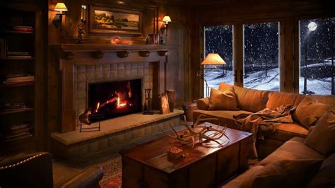 Sounds Of A Blizzard Outside The Window And A Cozy Fireplace For Sleep