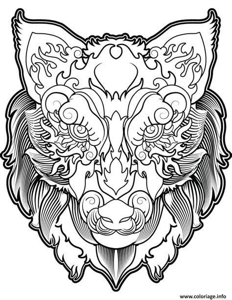 Coloriage Tete De Loup Mandala Dessin Loup à Imprimer