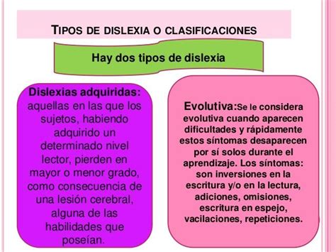 Tipos De Dislexia O Clasificaciones Hay Dos Tipos De Dislexia Dislexias