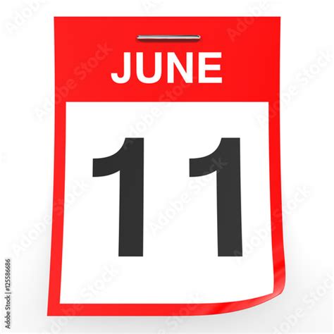 June 11 Calendar On White Background Stock Photo And Royalty Free