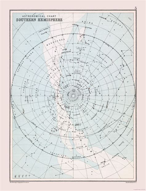 Star Chart Of Southern Hemisphere Bartholomew 1892 23 X 3001