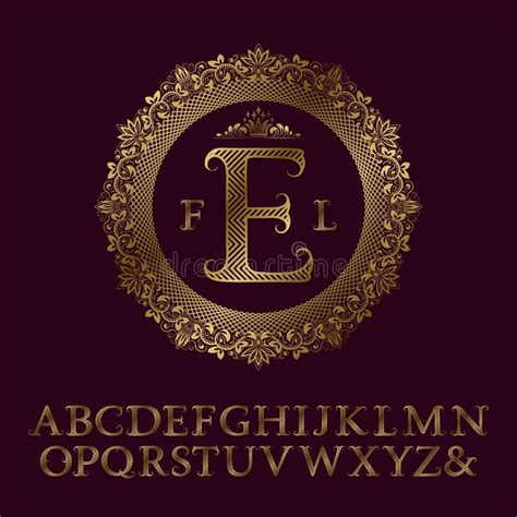 Zigzag Striped Gold Letters And Initial Monogram In Coat Of Arms Form