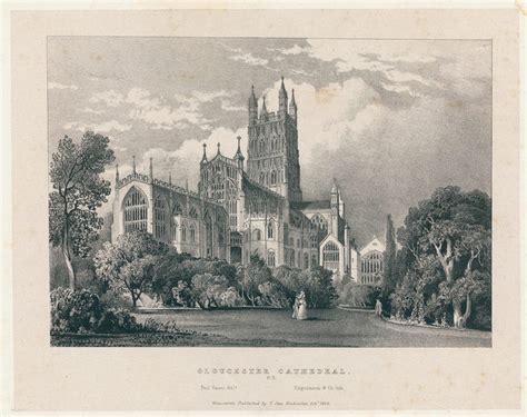 Old And Antique Prints And Maps Gloucester Cathedral Stone Lithograph