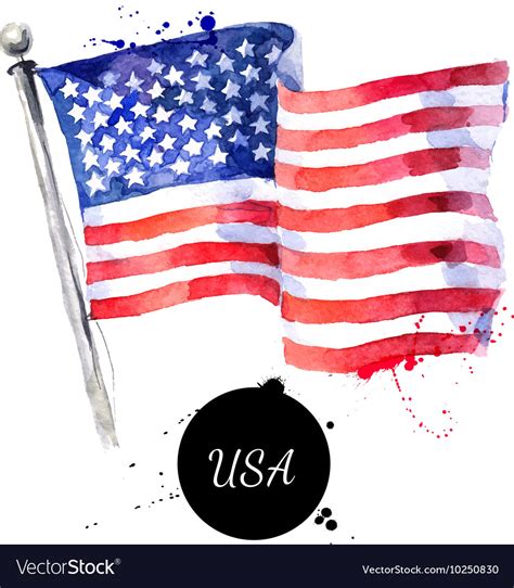 Watercolor Usa Flag Hand Drawn Flag Of America On Vector Image