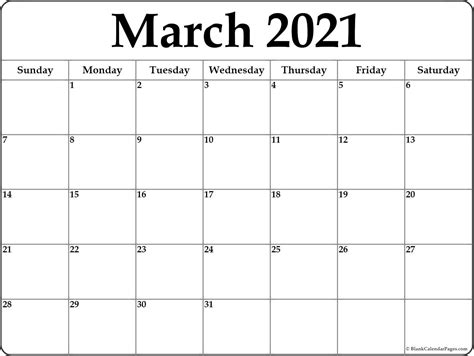 Printable Calendars Small Blamk 2021 Printable Calendar 2021 Simple