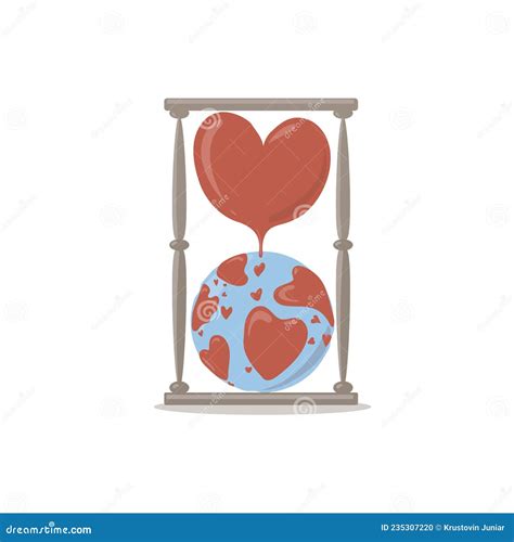 Hourglass With Heart And Globe Stock Vector Illustration Of Icon