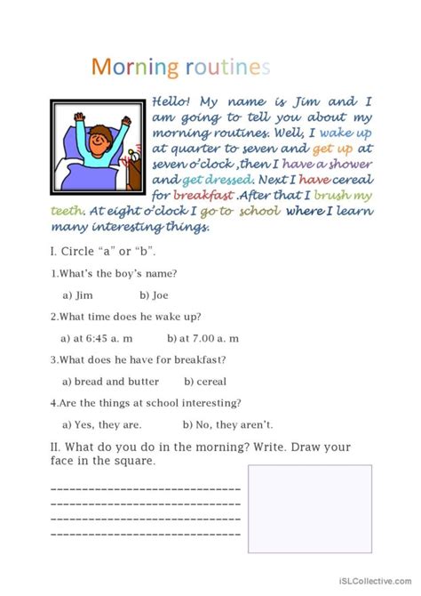 Morning Routines Reading For Detail English Esl Worksheets Pdf And Doc