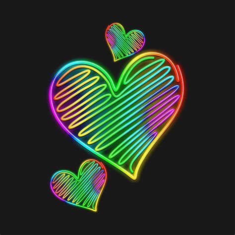 Heart Love Neon Rainbow Colors Vibrant Heart T Shirt